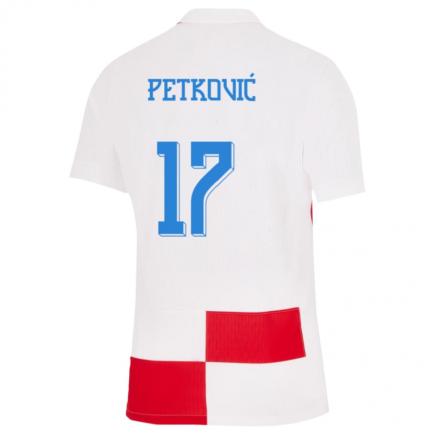 Női Labdarúgás Horvátország Bruno Petkovic #17 Fehér Piros Hazai Jersey 24-26 Mez Póló Ing