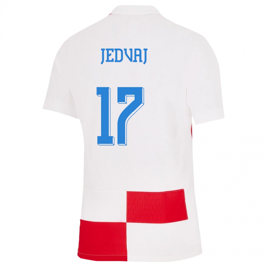 Női Labdarúgás Horvátország Karla Jedvaj #17 Fehér Piros Hazai Jersey 24-26 Mez Póló Ing