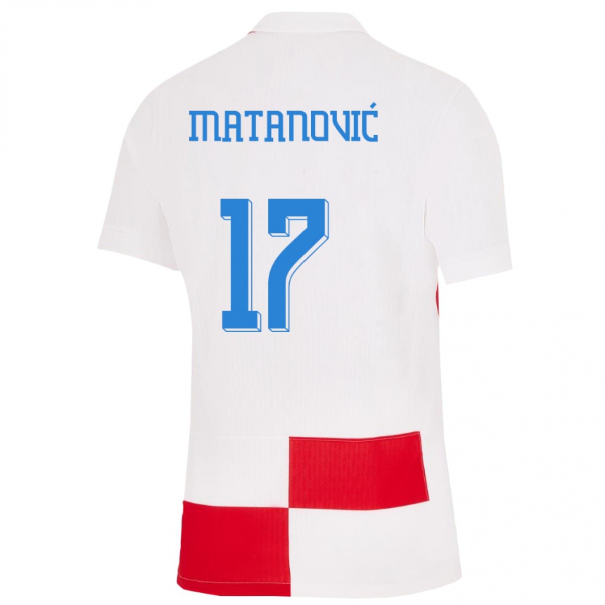 Női Labdarúgás Horvátország Igor Matanovic #17 Fehér Piros Hazai Jersey 24-26 Mez Póló Ing