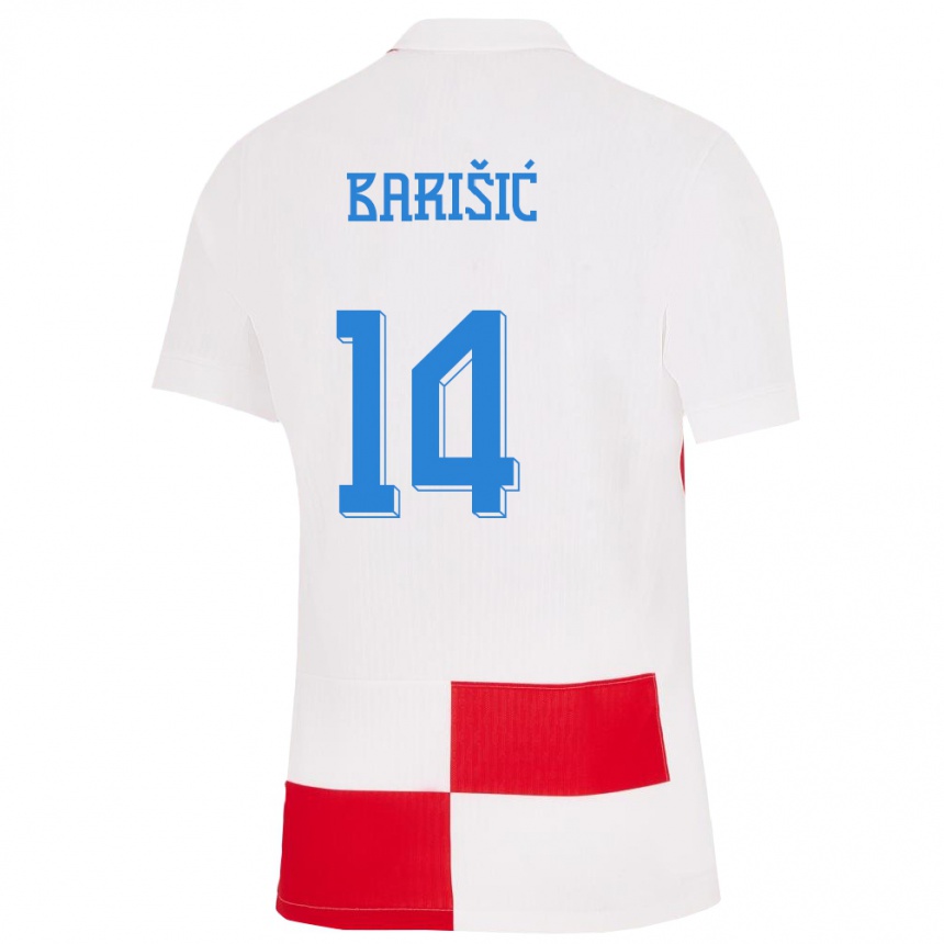 Női Labdarúgás Horvátország Teo Barisic #14 Fehér Piros Hazai Jersey 24-26 Mez Póló Ing