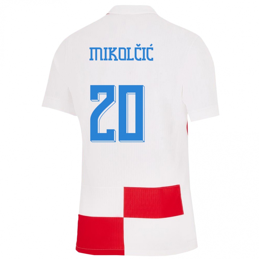 Női Labdarúgás Horvátország Simun Mikolcic #20 Fehér Piros Hazai Jersey 24-26 Mez Póló Ing