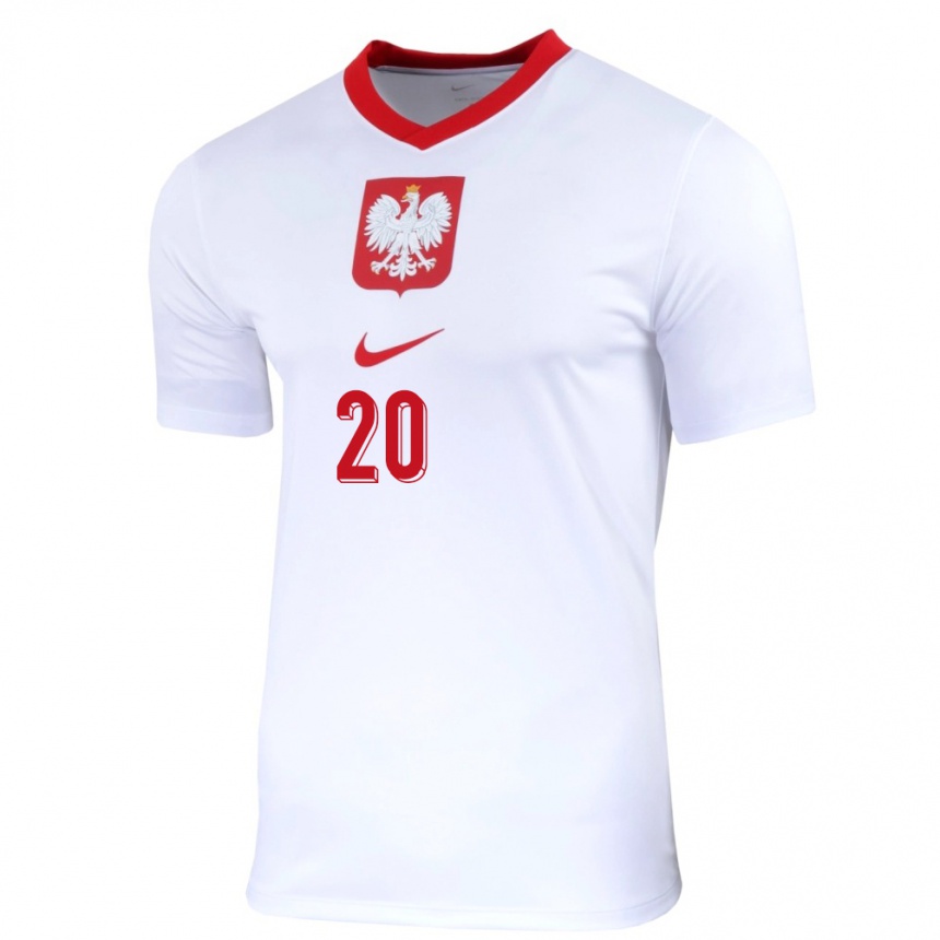 Női Labdarúgás Lengyelország Nikola Karczewska #20 Fehér Hazai Jersey 24-26 Mez Póló Ing