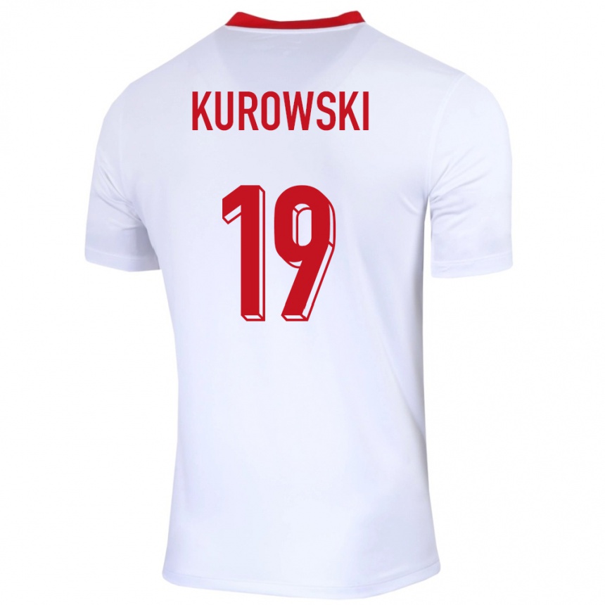 Női Labdarúgás Lengyelország Milosz Kurowski #19 Fehér Hazai Jersey 24-26 Mez Póló Ing