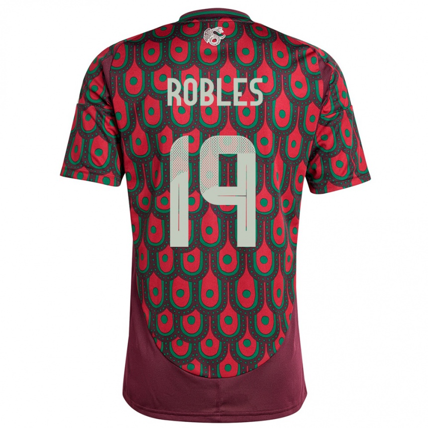 Női Labdarúgás Mexikó Angel Robles #19 Gesztenyebarna Hazai Jersey 24-26 Mez Póló Ing