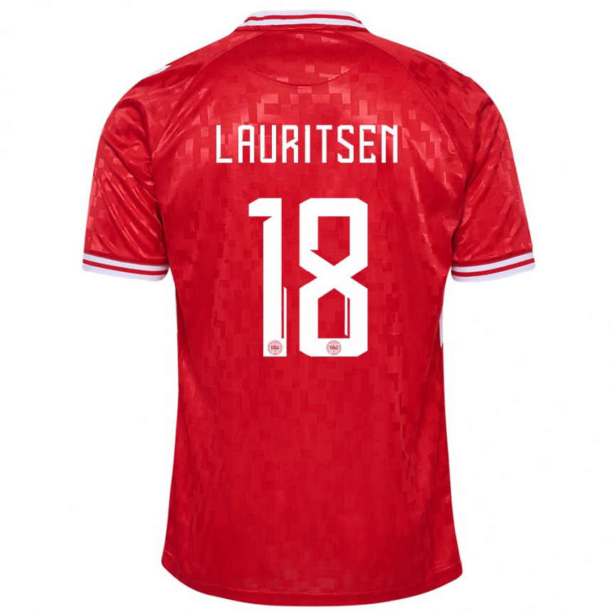 Női Labdarúgás Dánia Tobias Lauritsen #18 Piros Hazai Jersey 24-26 Mez Póló Ing