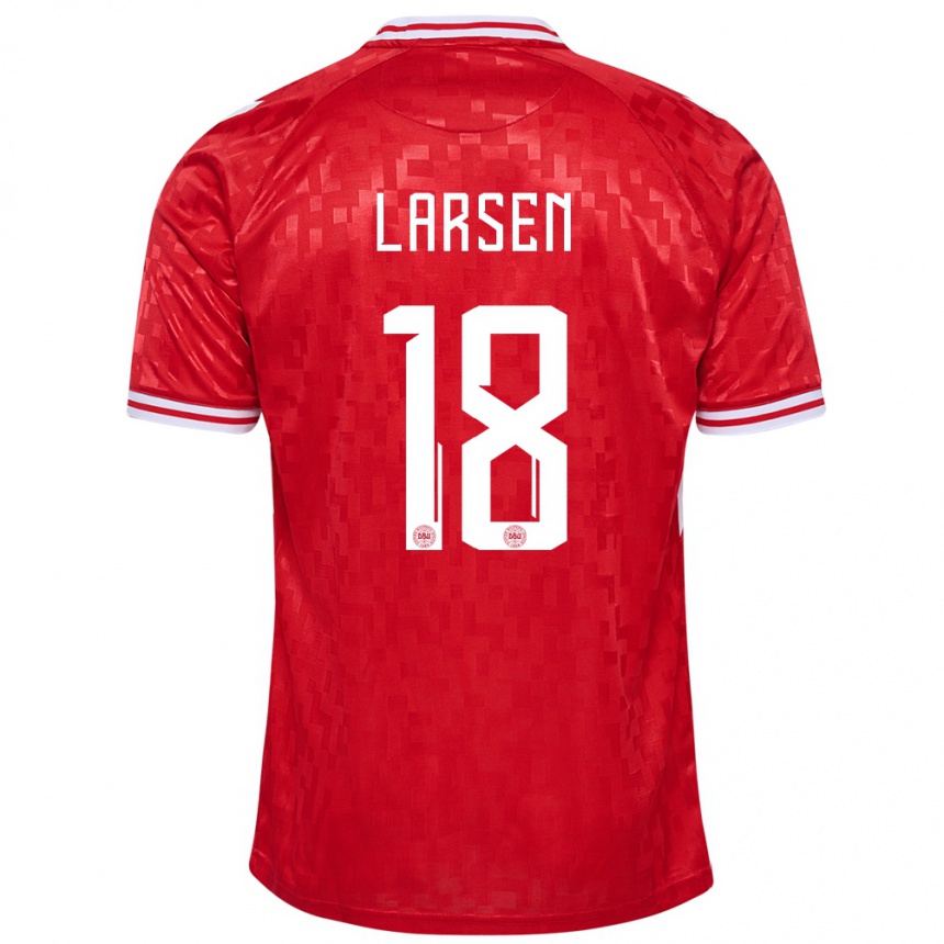 Női Labdarúgás Dánia Lukas Larsen #18 Piros Hazai Jersey 24-26 Mez Póló Ing