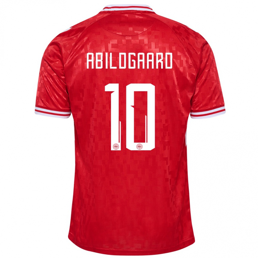 Női Labdarúgás Dánia Lasse Abildgaard #10 Piros Hazai Jersey 24-26 Mez Póló Ing