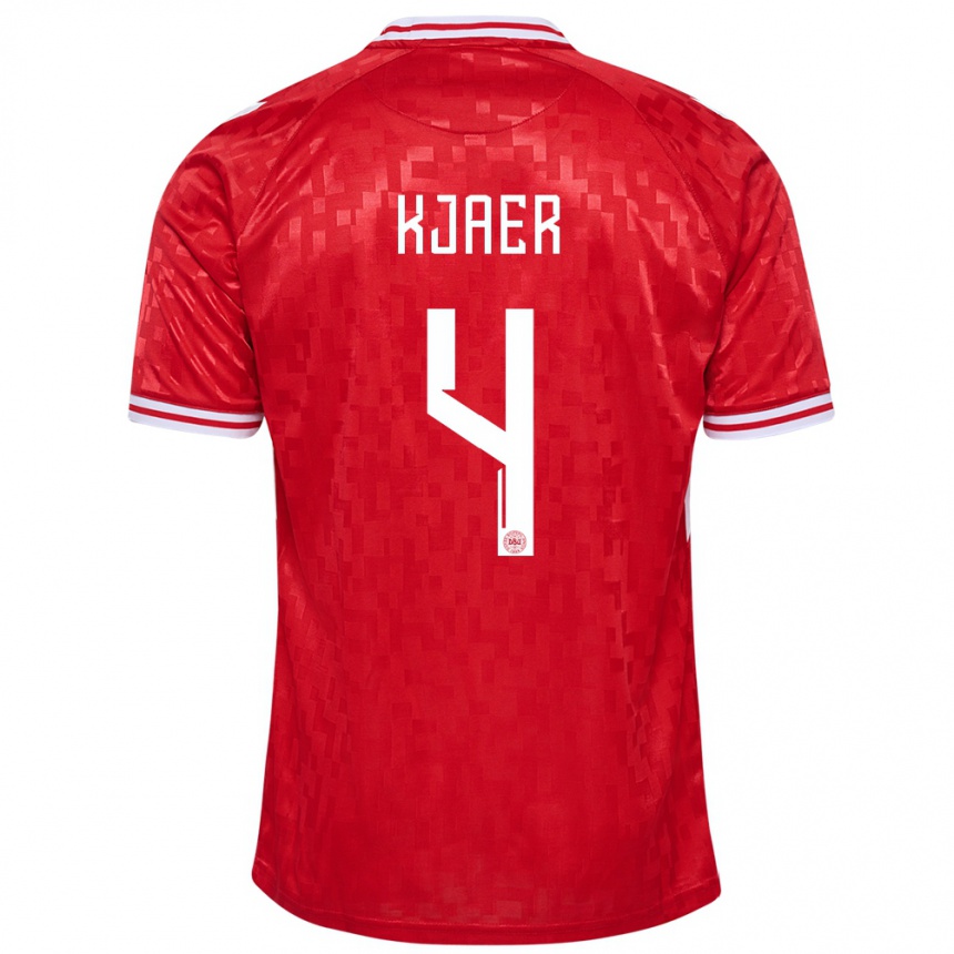 Női Labdarúgás Dánia Simon Kjaer #4 Piros Hazai Jersey 24-26 Mez Póló Ing