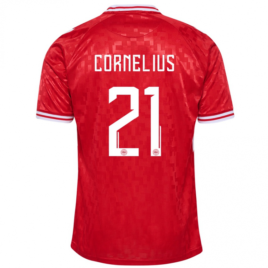 Női Labdarúgás Dánia Andreas Cornelius #21 Piros Hazai Jersey 24-26 Mez Póló Ing