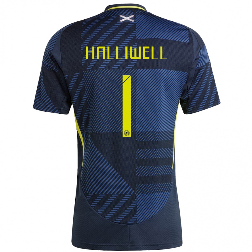 Női Labdarúgás Skócia Alfie Halliwell #1 Sötétkék Hazai Jersey 24-26 Mez Póló Ing