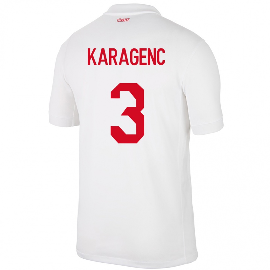 Női Labdarúgás Törökország Didem Karagenç #3 Fehér Hazai Jersey 24-26 Mez Póló Ing