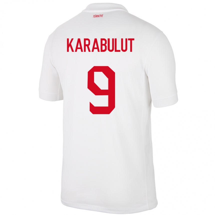 Női Labdarúgás Törökország Arzu Karabulut #9 Fehér Hazai Jersey 24-26 Mez Póló Ing