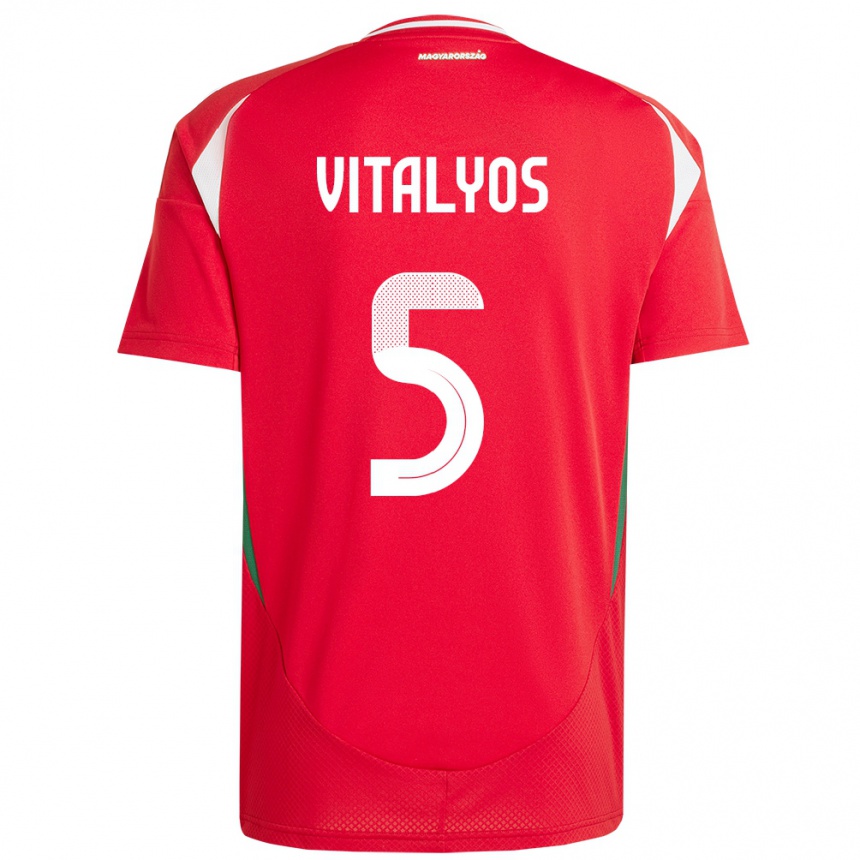 Női Labdarúgás Magyarország Viktor Vitályos #5 Piros Hazai Jersey 24-26 Mez Póló Ing