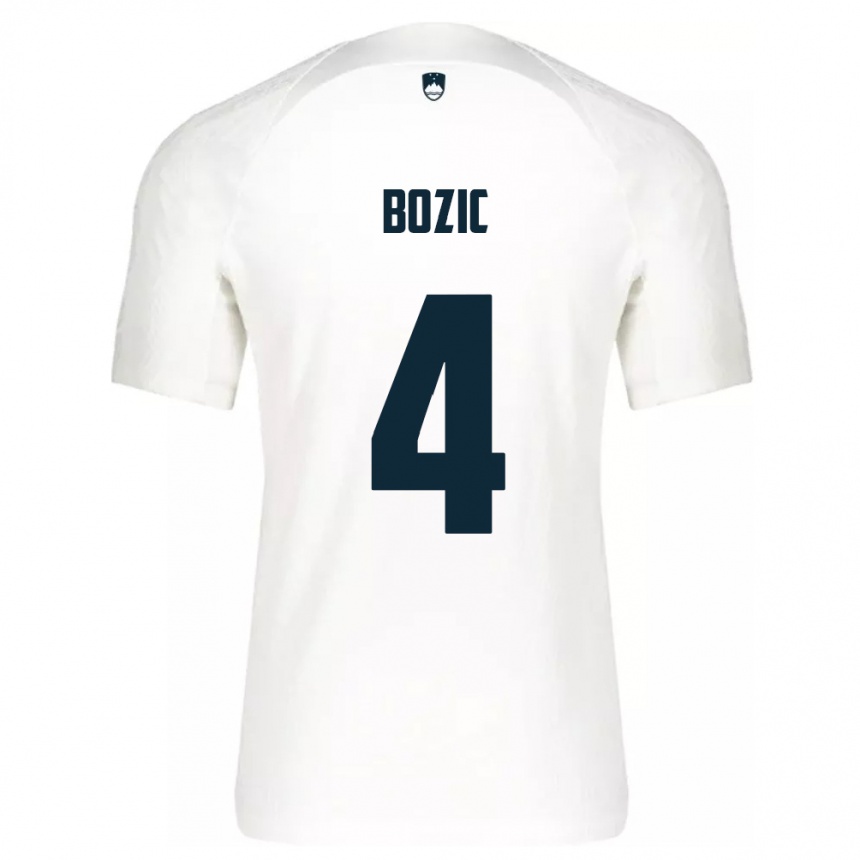 Női Labdarúgás Szlovénia Viktor Bozic #4 Fehér Hazai Jersey 24-26 Mez Póló Ing