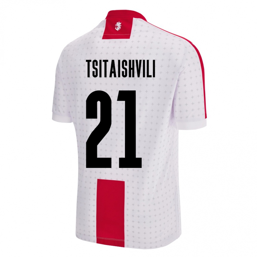 Női Labdarúgás Grúzia Georgiy Tsitaishvili #21 Fehér Hazai Jersey 24-26 Mez Póló Ing