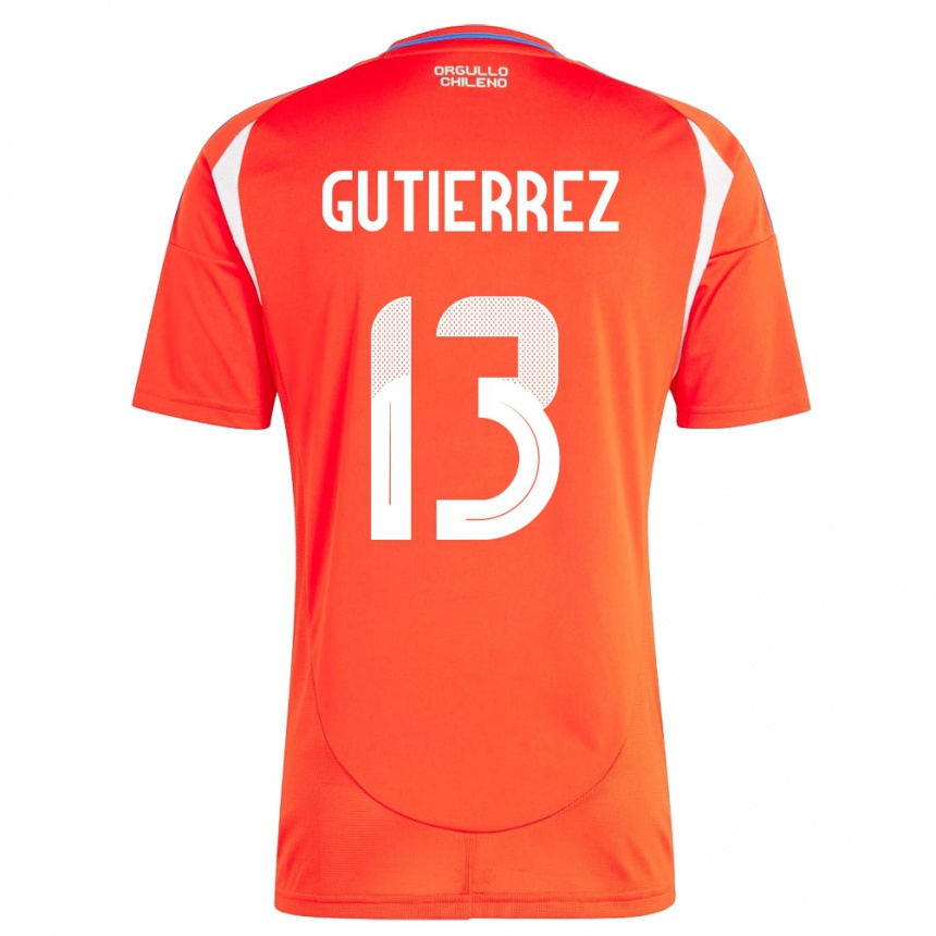 Női Labdarúgás Chile Daniel Gutiérrez #13 Piros Hazai Jersey 24-26 Mez Póló Ing