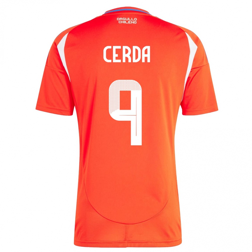 Női Labdarúgás Chile Axel Cerda #9 Piros Hazai Jersey 24-26 Mez Póló Ing