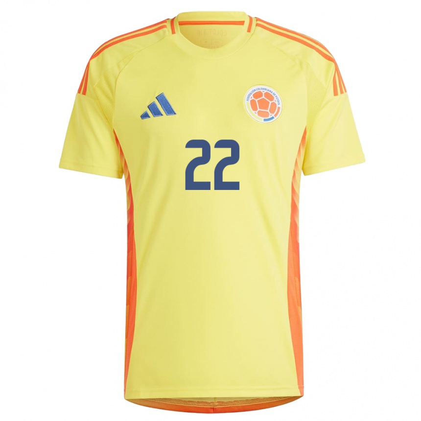 Női Labdarúgás Kolumbia Yáser Asprilla #22 Sárga Hazai Jersey 24-26 Mez Póló Ing