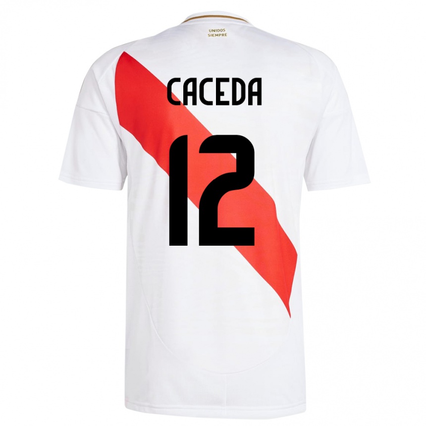 Női Labdarúgás Peru Carlos Cáceda #12 Fehér Hazai Jersey 24-26 Mez Póló Ing