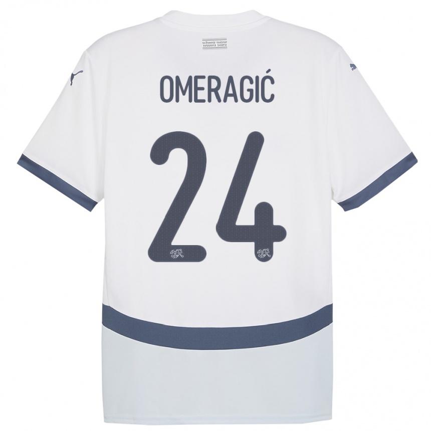 Női Labdarúgás Svájc Becir Omeragic #24 Fehér Idegenbeli Jersey 24-26 Mez Póló Ing