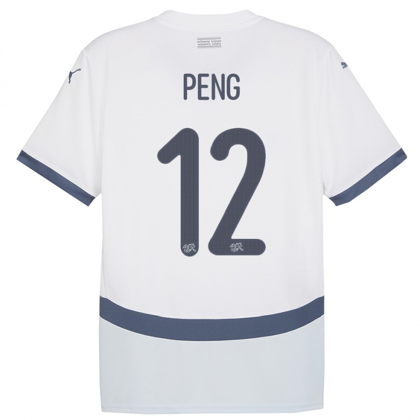 Női Labdarúgás Svájc Livia Peng #12 Fehér Idegenbeli Jersey 24-26 Mez Póló Ing