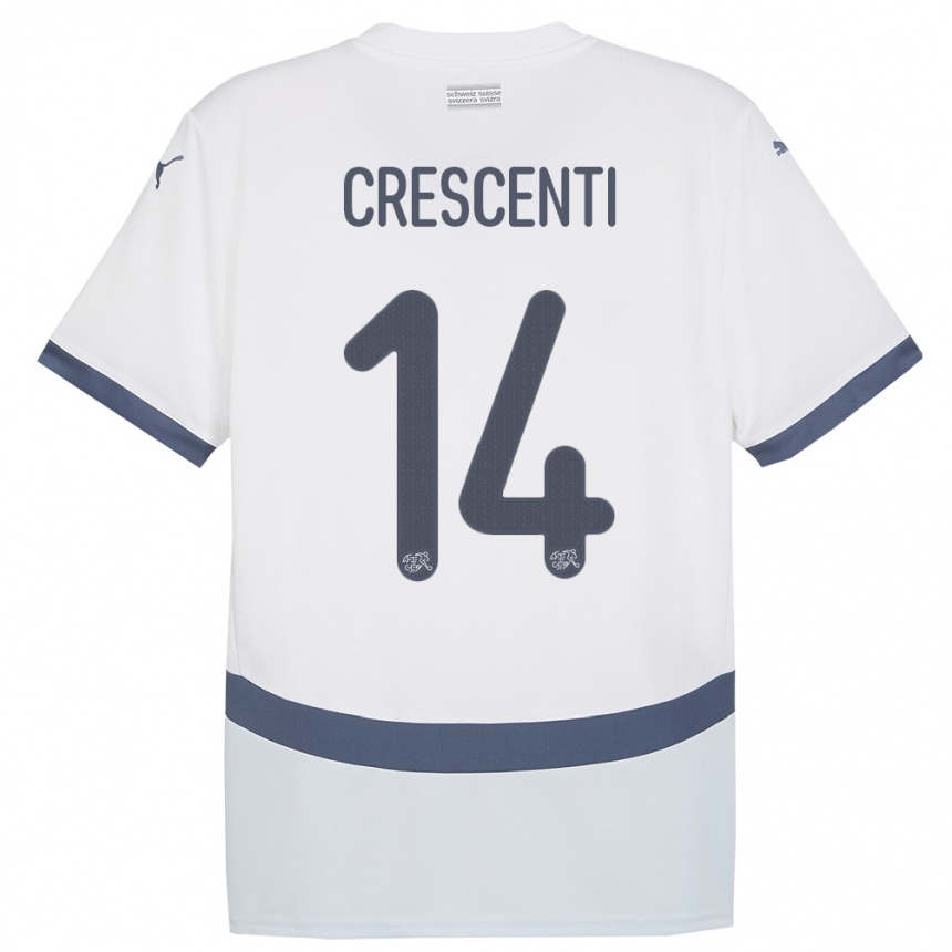 Női Labdarúgás Svájc Federico Crescenti #14 Fehér Idegenbeli Jersey 24-26 Mez Póló Ing