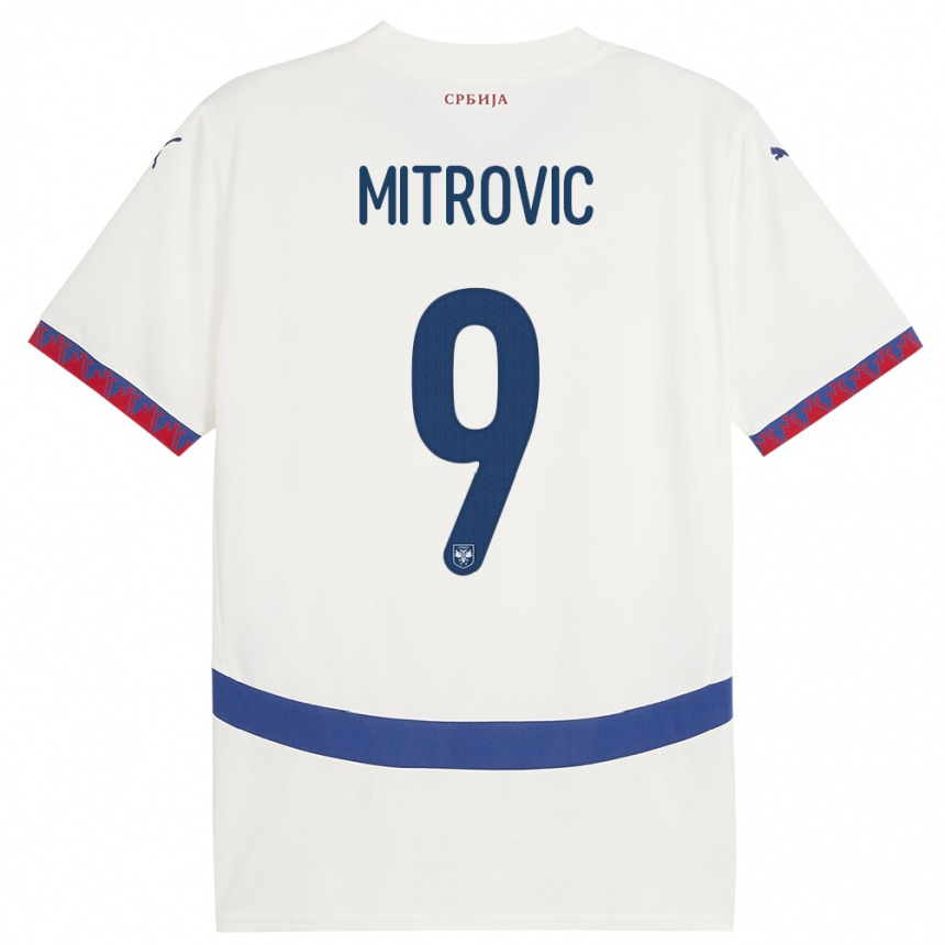 Női Labdarúgás Szerbia Aleksandar Mitrovic #9 Fehér Idegenbeli Jersey 24-26 Mez Póló Ing