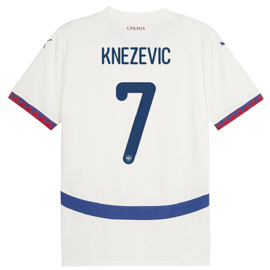 Női Labdarúgás Szerbia Nikola Knezevic #7 Fehér Idegenbeli Jersey 24-26 Mez Póló Ing