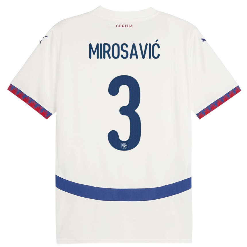 Női Labdarúgás Szerbia Veljko Mirosavic #3 Fehér Idegenbeli Jersey 24-26 Mez Póló Ing