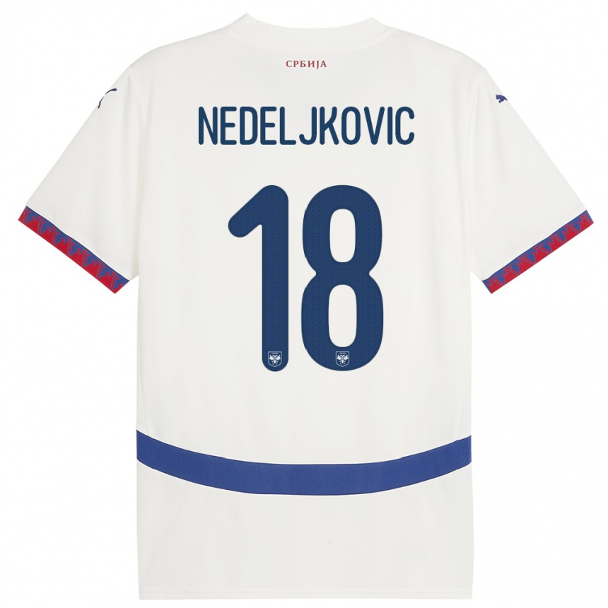 Női Labdarúgás Szerbia Kosta Nedeljkovic #18 Fehér Idegenbeli Jersey 24-26 Mez Póló Ing