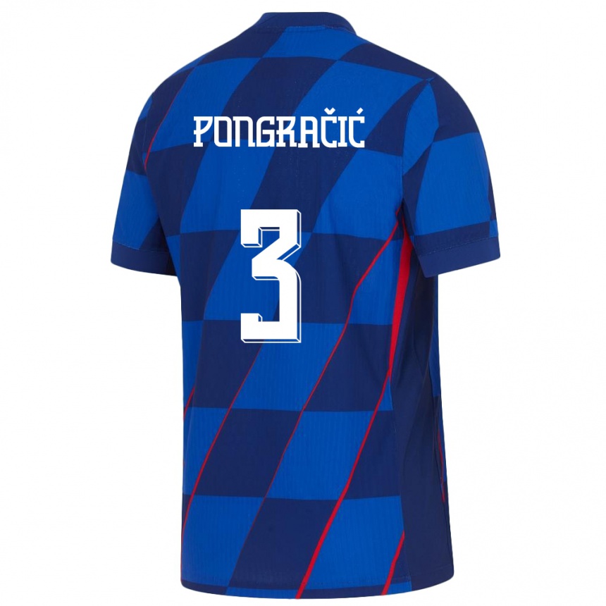 Női Labdarúgás Horvátország Marin Pongracic #3 Kék Idegenbeli Jersey 24-26 Mez Póló Ing