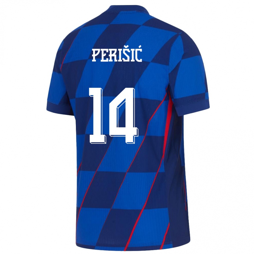 Női Labdarúgás Horvátország Ivan Perisic #14 Kék Idegenbeli Jersey 24-26 Mez Póló Ing