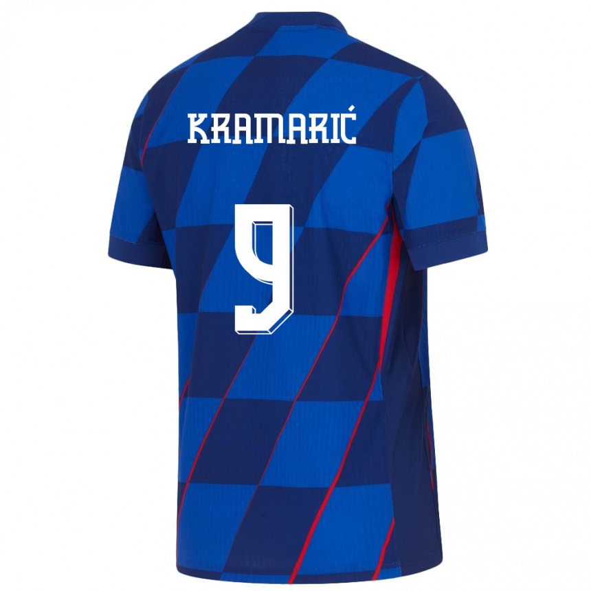 Női Labdarúgás Horvátország Andrej Kramaric #9 Kék Idegenbeli Jersey 24-26 Mez Póló Ing