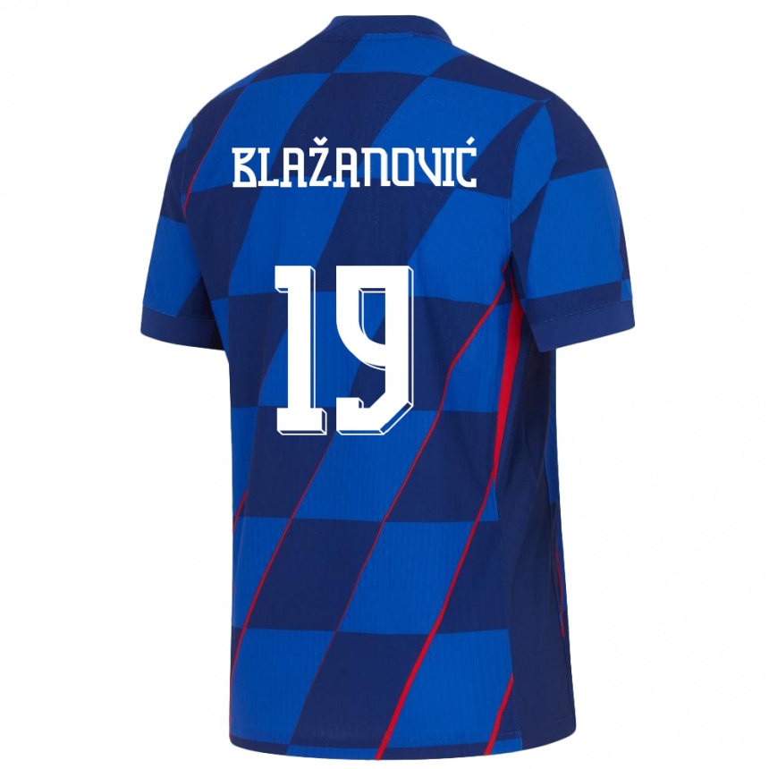 Női Labdarúgás Horvátország Antonio Blazanovic #19 Kék Idegenbeli Jersey 24-26 Mez Póló Ing