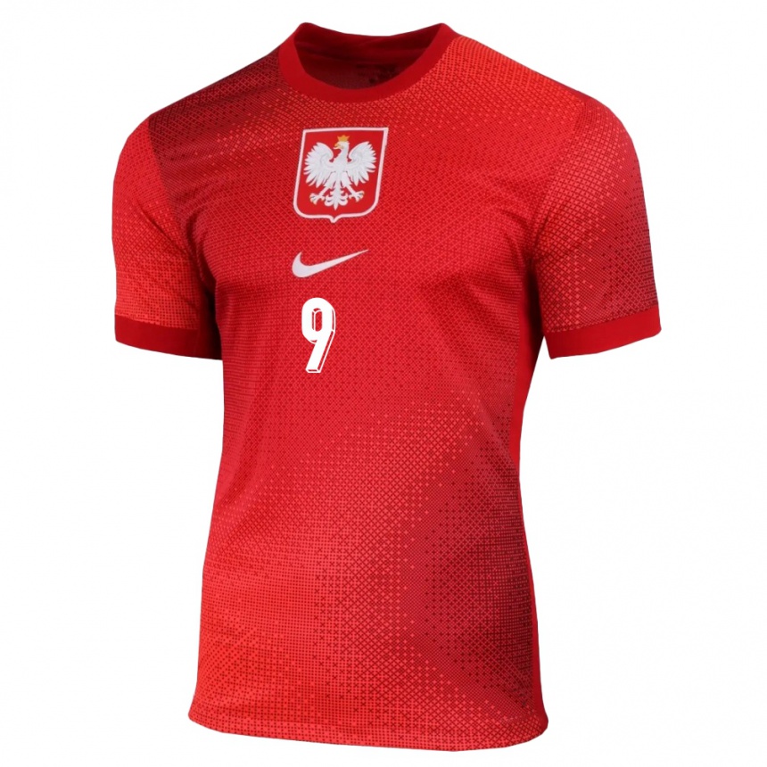 Női Labdarúgás Lengyelország Robert Lewandowski #9 Piros Idegenbeli Jersey 24-26 Mez Póló Ing