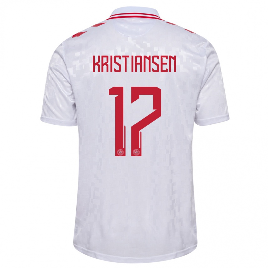 Női Labdarúgás Dánia Victor Kristiansen #17 Fehér Idegenbeli Jersey 24-26 Mez Póló Ing