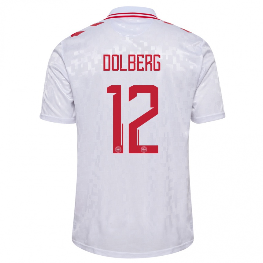 Női Labdarúgás Dánia Kasper Dolberg #12 Fehér Idegenbeli Jersey 24-26 Mez Póló Ing