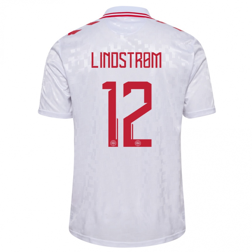 Női Labdarúgás Dánia Jesper Lindstrom #12 Fehér Idegenbeli Jersey 24-26 Mez Póló Ing