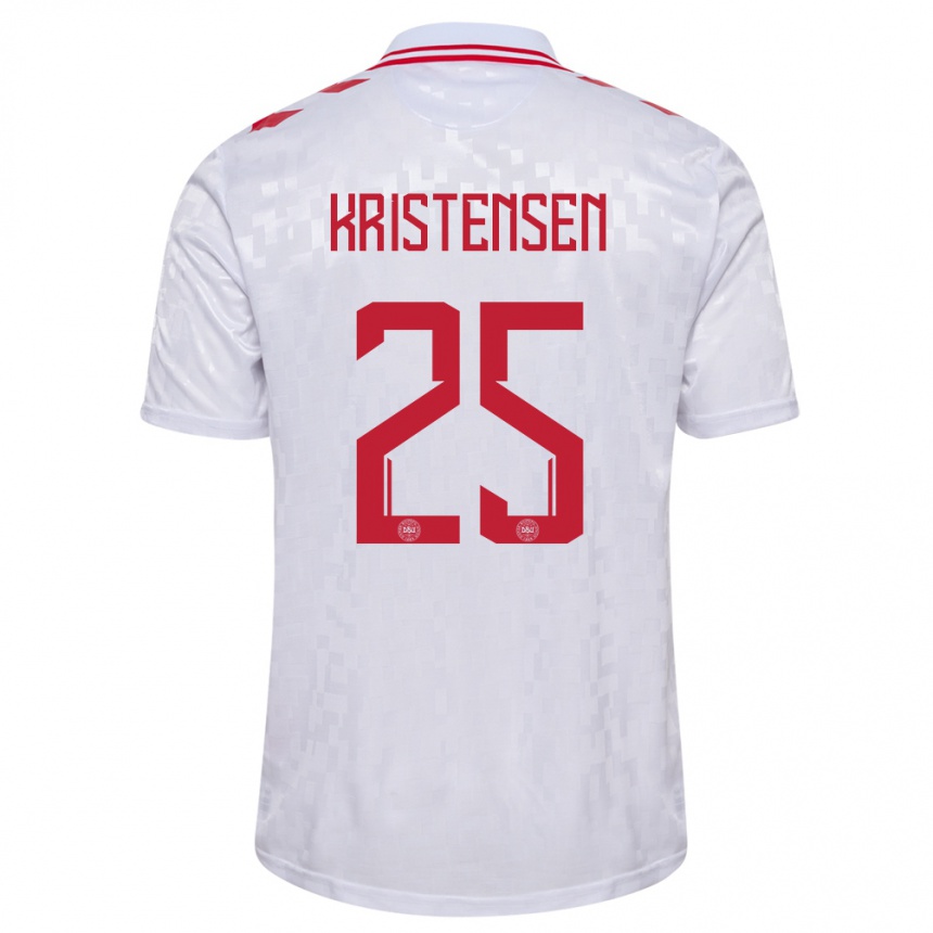 Női Labdarúgás Dánia Rasmus Kristensen #25 Fehér Idegenbeli Jersey 24-26 Mez Póló Ing