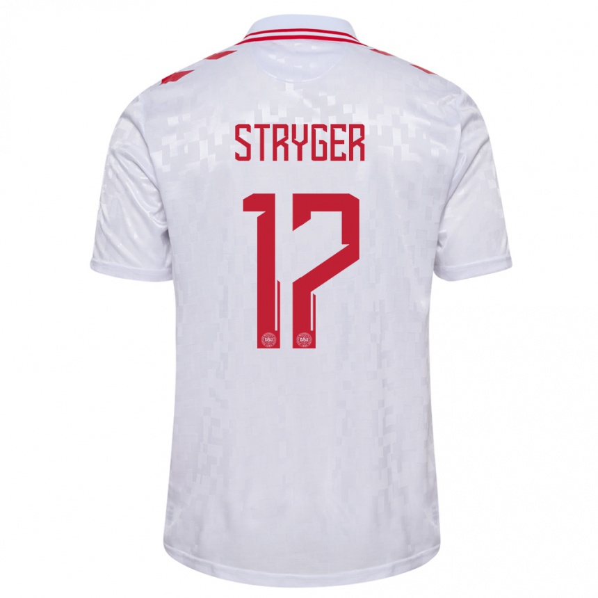 Női Labdarúgás Dánia Jens Stryger Larsen #17 Fehér Idegenbeli Jersey 24-26 Mez Póló Ing