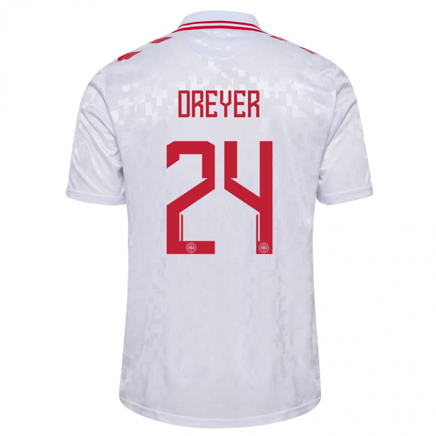 Női Labdarúgás Dánia Anders Dreyer #24 Fehér Idegenbeli Jersey 24-26 Mez Póló Ing