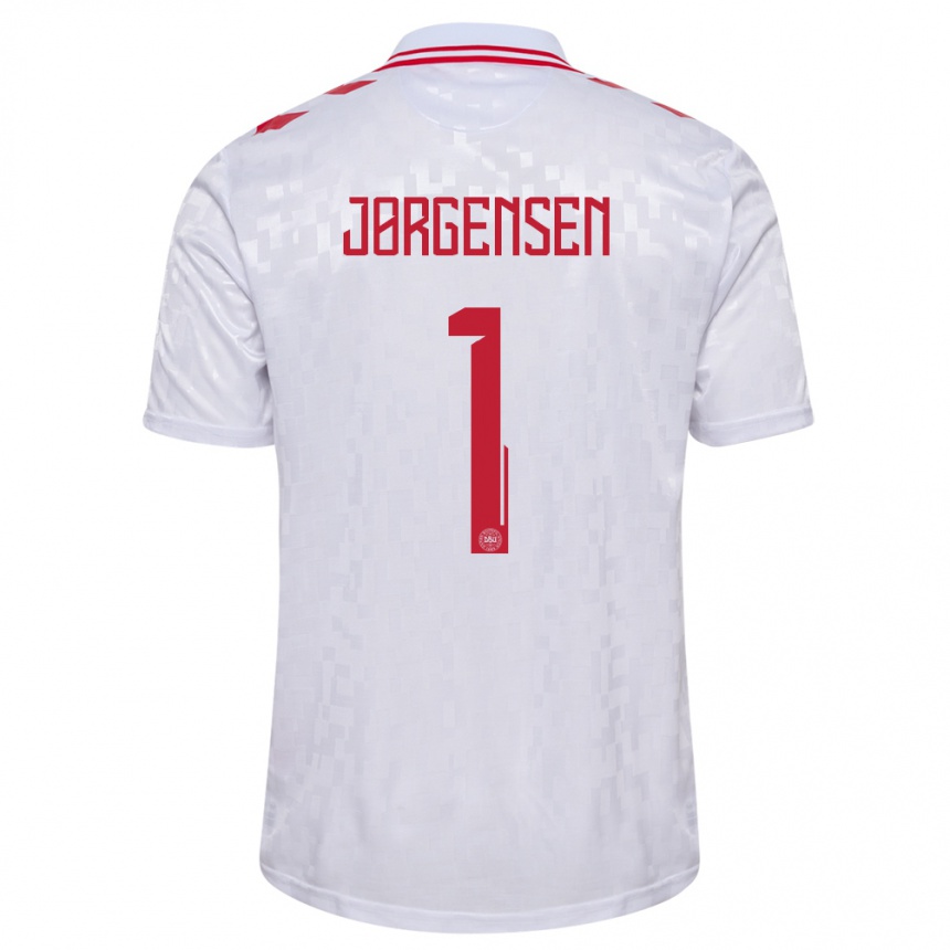 Női Labdarúgás Dánia Filip Jørgensen #1 Fehér Idegenbeli Jersey 24-26 Mez Póló Ing