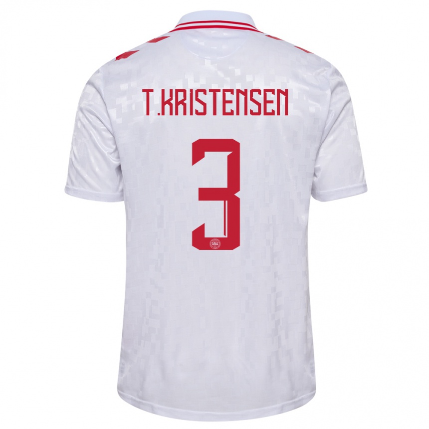 Női Labdarúgás Dánia Thomas Kristensen #3 Fehér Idegenbeli Jersey 24-26 Mez Póló Ing