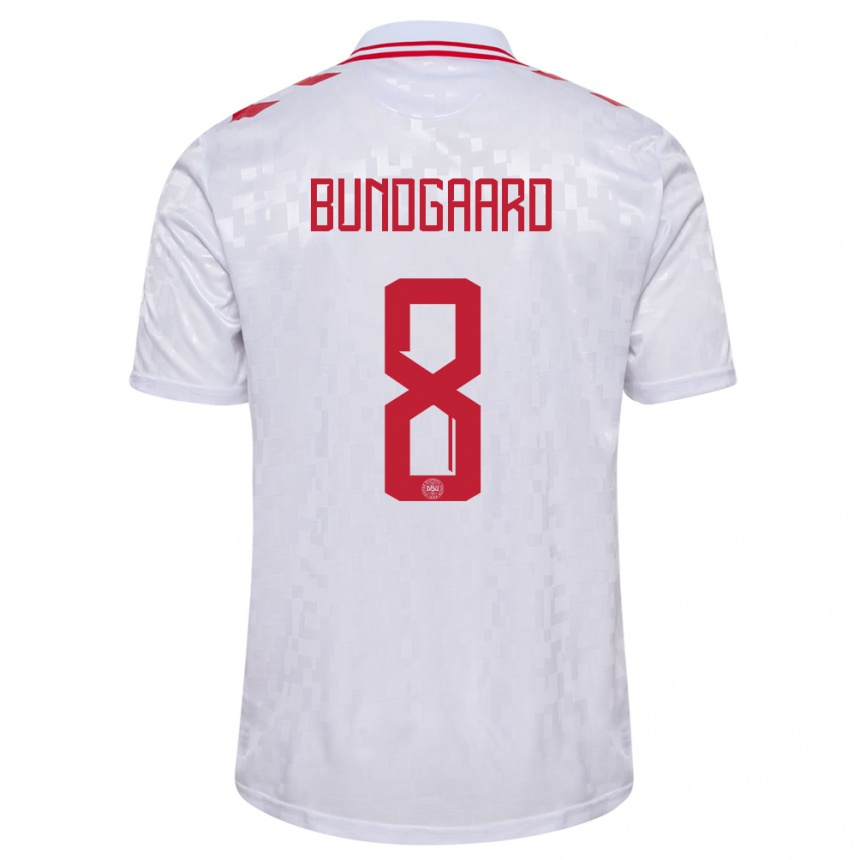 Női Labdarúgás Dánia Filip Bundgaard #8 Fehér Idegenbeli Jersey 24-26 Mez Póló Ing