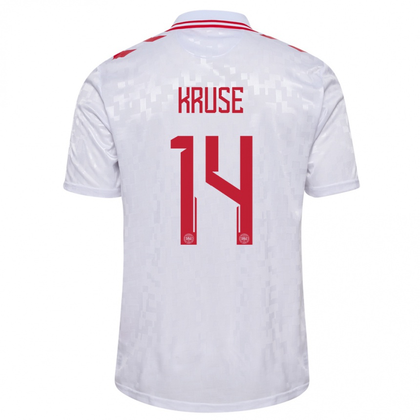 Női Labdarúgás Dánia David Kruse #14 Fehér Idegenbeli Jersey 24-26 Mez Póló Ing