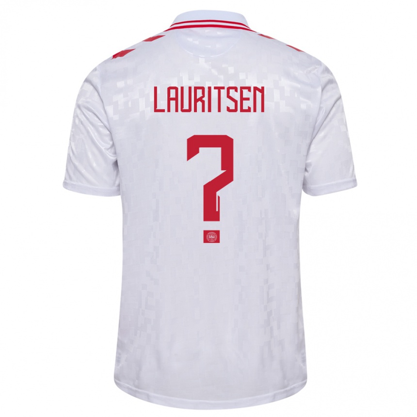 Női Labdarúgás Dánia Mads Lauritsen #0 Fehér Idegenbeli Jersey 24-26 Mez Póló Ing