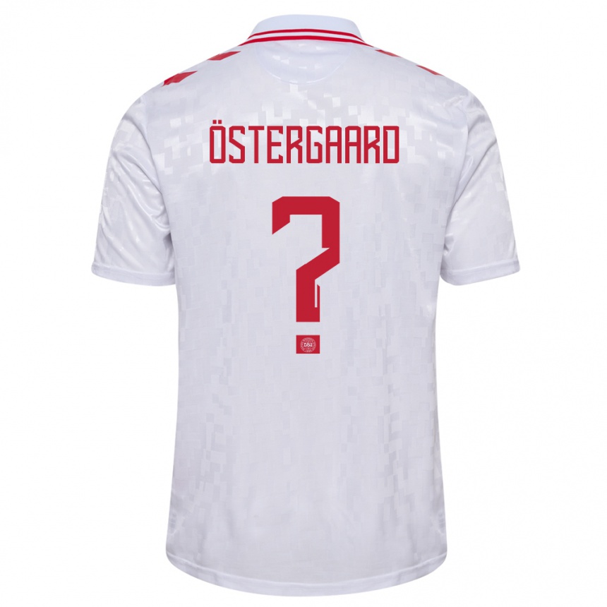 Női Labdarúgás Dánia Christian Östergaard #0 Fehér Idegenbeli Jersey 24-26 Mez Póló Ing