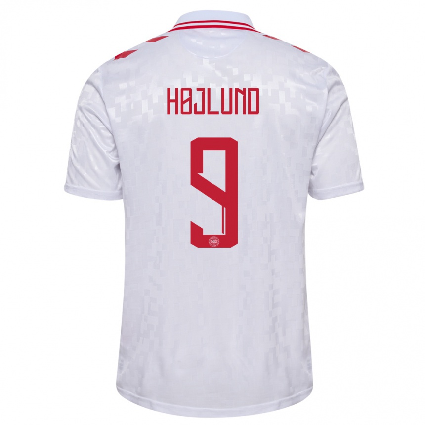 Női Labdarúgás Dánia Emil Højlund #9 Fehér Idegenbeli Jersey 24-26 Mez Póló Ing