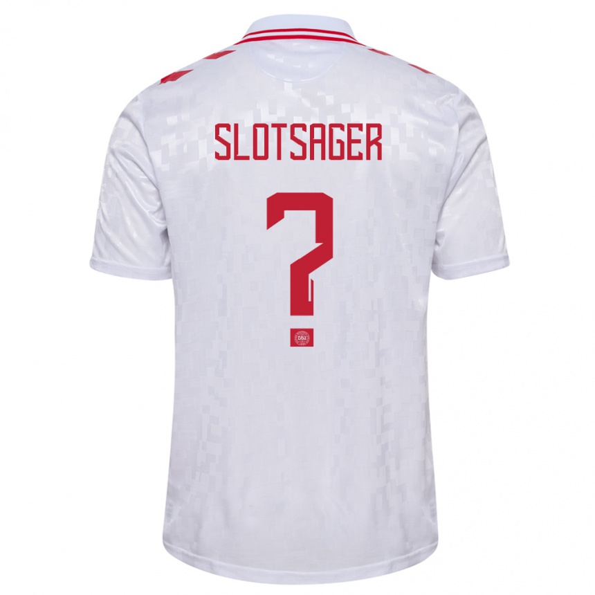 Női Labdarúgás Dánia Tobias Slotsager #0 Fehér Idegenbeli Jersey 24-26 Mez Póló Ing