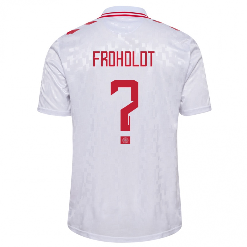 Női Labdarúgás Dánia Victor Froholdt #0 Fehér Idegenbeli Jersey 24-26 Mez Póló Ing